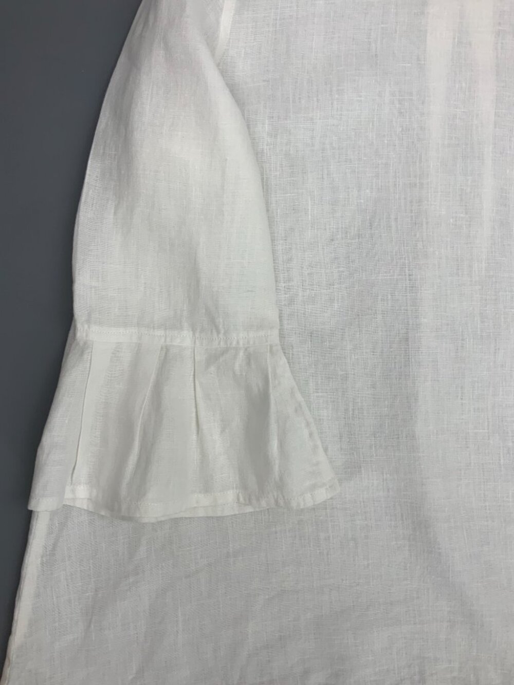 Bella Bell Sleeve White 100% Linen Top by Crown Linen Designs Sz M-L - Picture 8 of 16